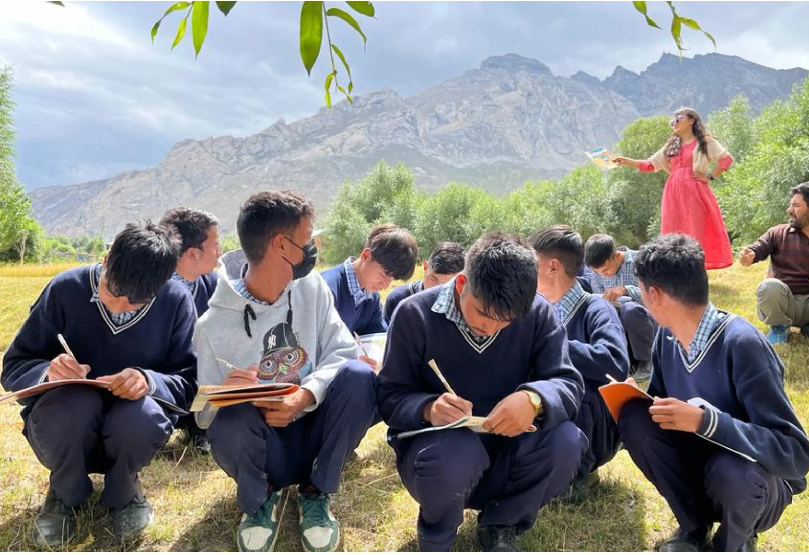 Students in nature learning